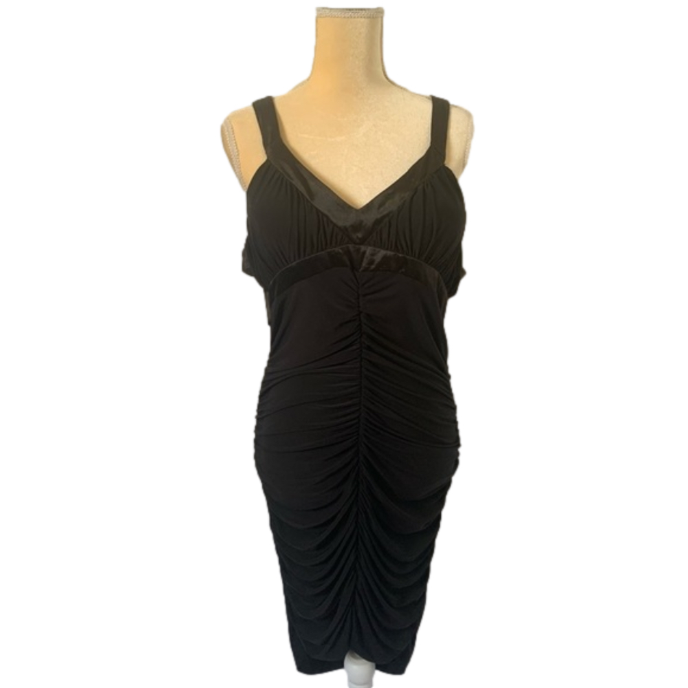 Trac Black Formal Sleeveless Cutout Stretchy Dress with Zippered Back Size 2XL